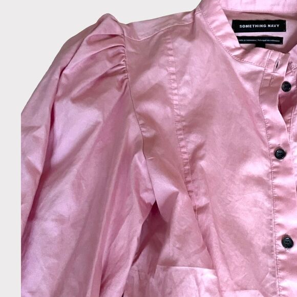 Something Navy | EUC Puff Sleeve Button Down Shirt XXS Pink - Picture 3 of 7